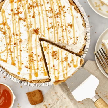 slice of creamy 3 ingredient no bake cheesecake on plate