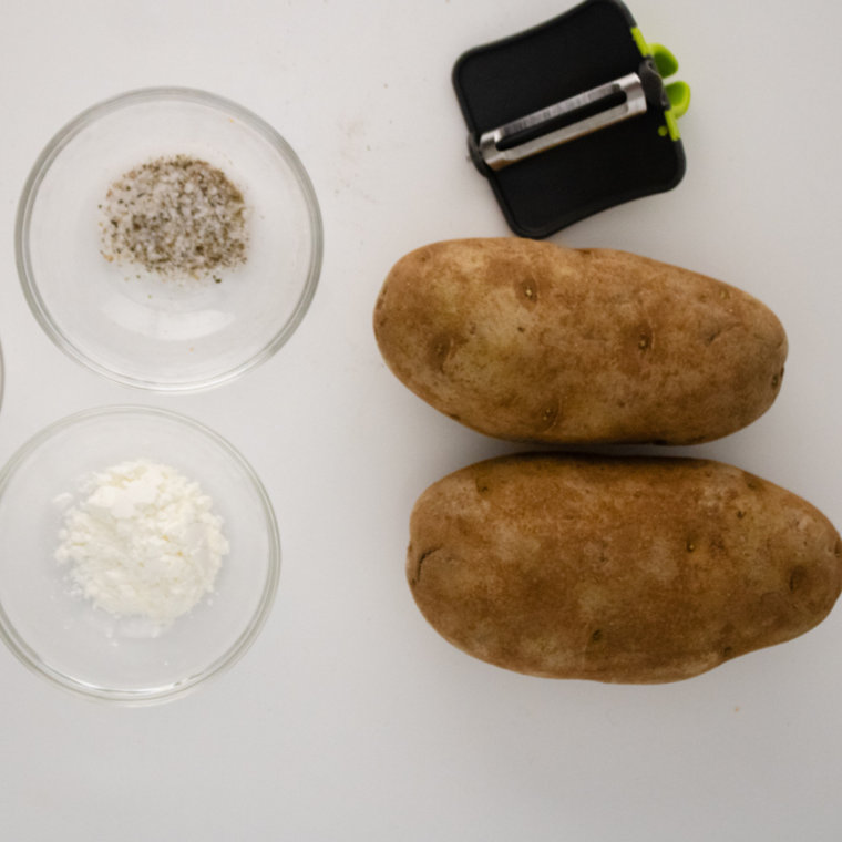 Ingredients needed for Air Fryer Copycat Hardee's Hash Rounds on kitchen table.