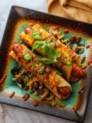 Air fryer hot dog taquitos made with tortillas and hot dogs, cooked until golden, crispy, and cheesy on the inside.