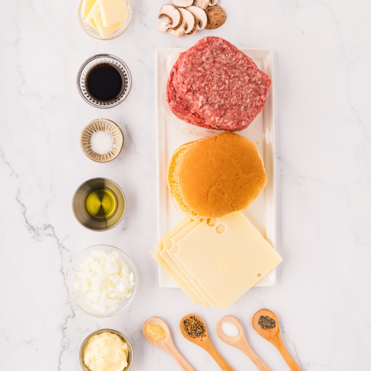 Ingredients needed for Copycat Hardee's Mushroom Sauce on kitchen table.