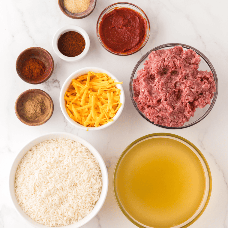 Ingredients needed for Easy Crockpot Cream Cheese Dip on kitchen table.