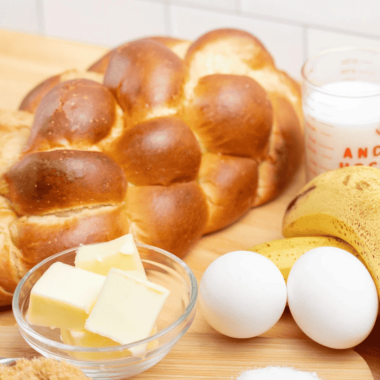 Ingredients needed for First Watch Floridian French Toast Recipe on kitchen table.