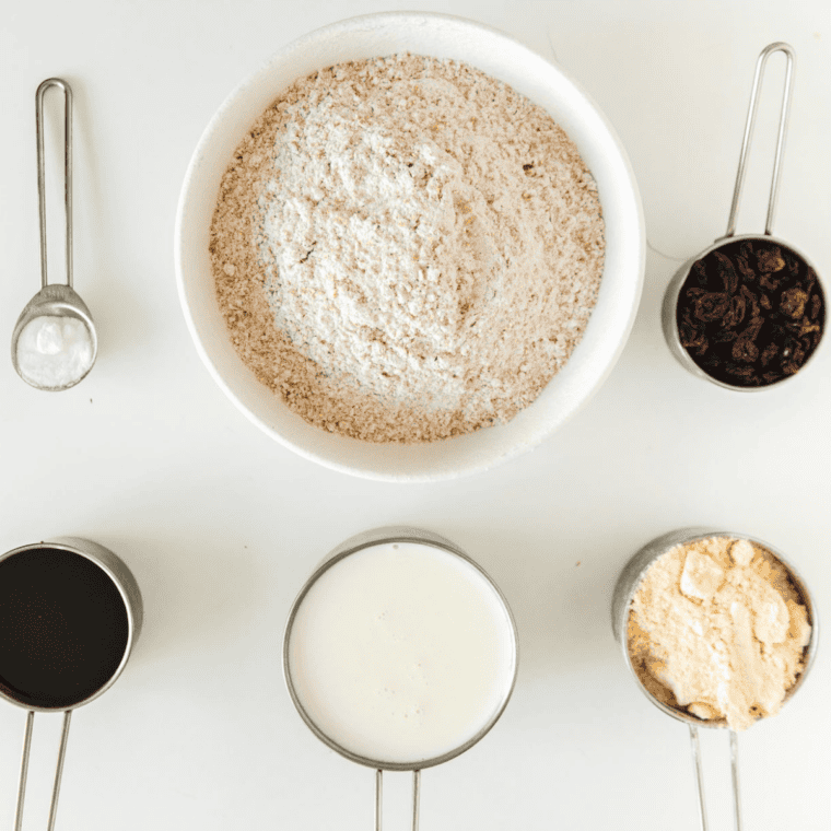 Ingredients needed for First Watch Multigrain Bread on kitchen table.