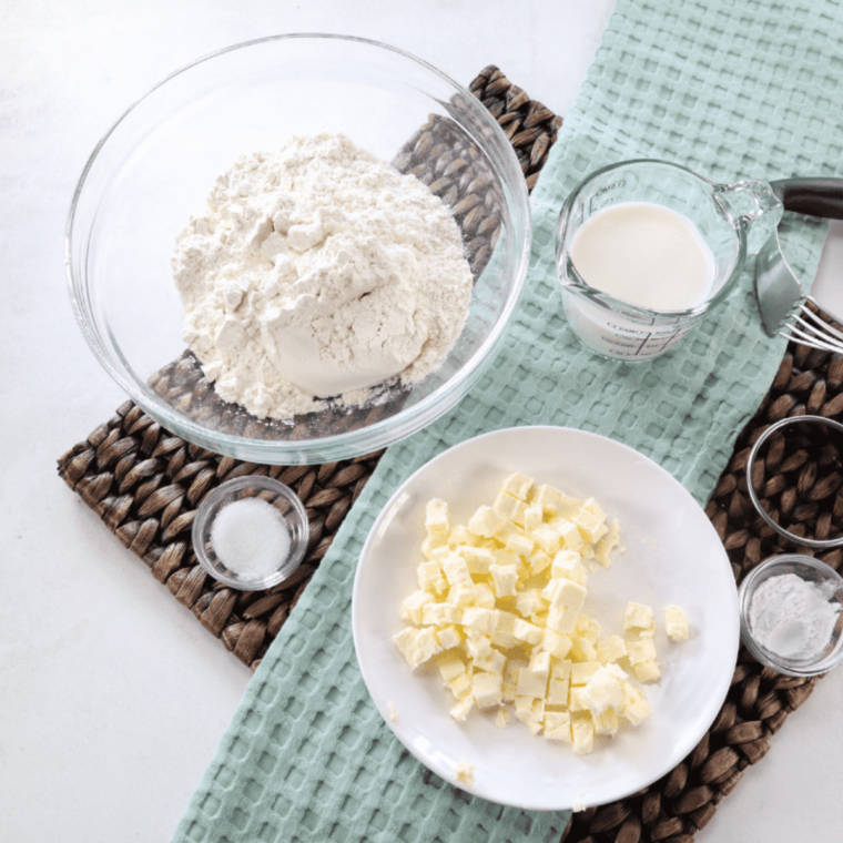 Ingredients needed for Hardee's Monster Biscuit Recipe on kitchen table.