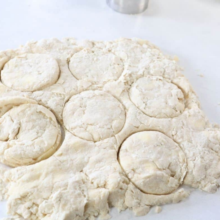 Cold butter worked into flour creating coarse flaky texture