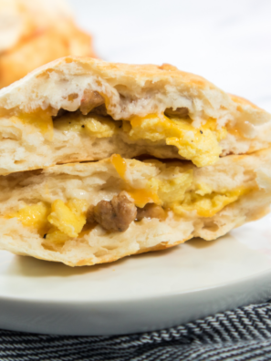 loaded monster biscuit sandwich with bacon sausage ham egg and cheese