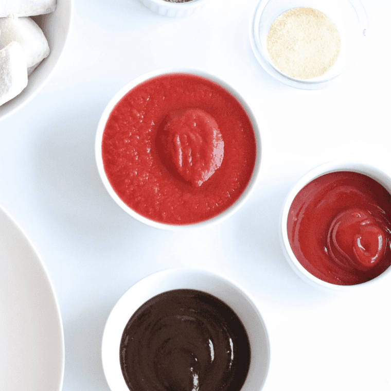 Ingredients needed for Red Robin Spicy Ketchup Recipe on kitchen table.