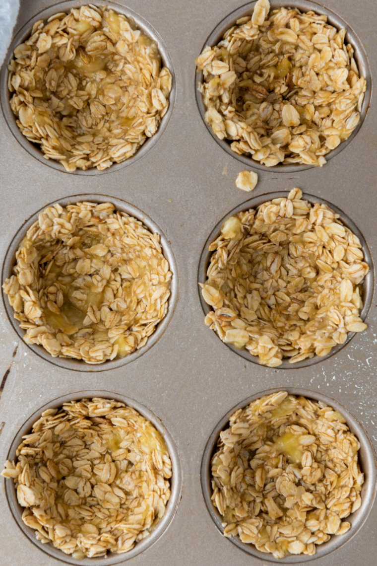 Baked granola cups golden brown fresh from oven
