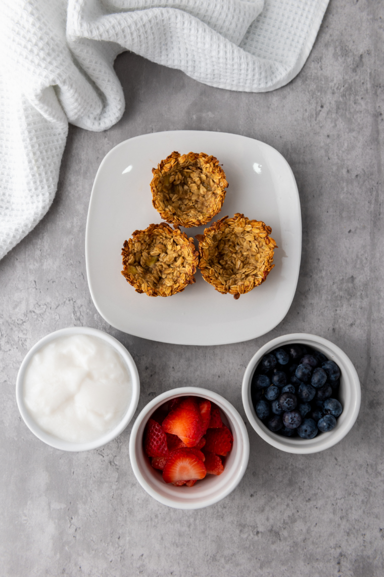 Granola cups cooling in muffin pan after baking