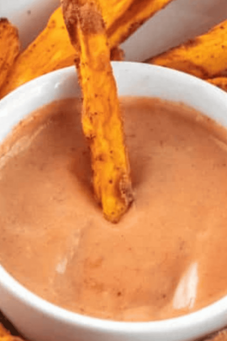 Small bowl of creamy Sonic Groovy Sauce served as a dipping sauce for fries, chicken, and crispy snacks.