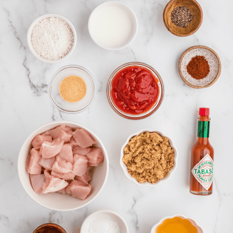 Ingredients needed for Burger King BBQ Sauce Recipe on kitchen table.