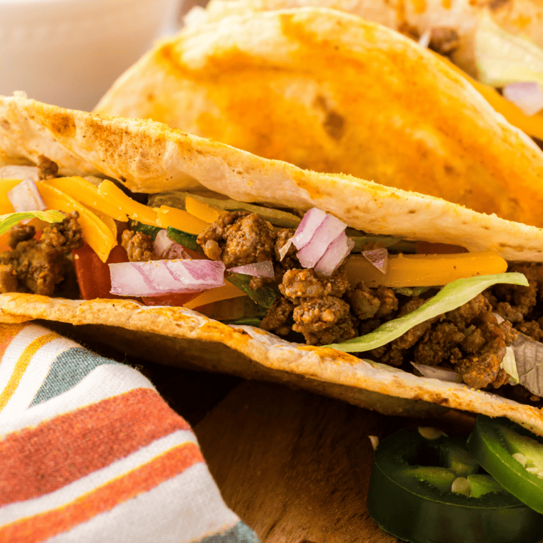 Close-up of taco seasoning blend inspired by McCormick seasoning for ground beef tacos