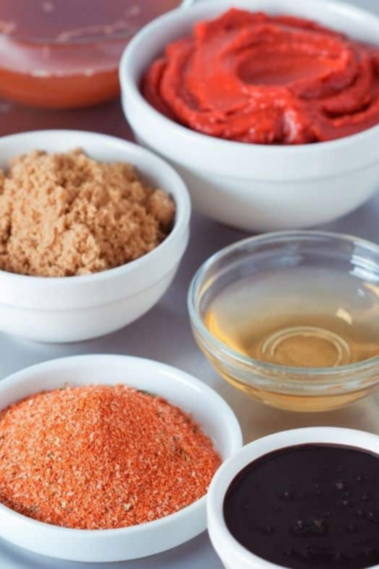 Ingredients needed for Milo's Sauce Recipe on kitchen table.