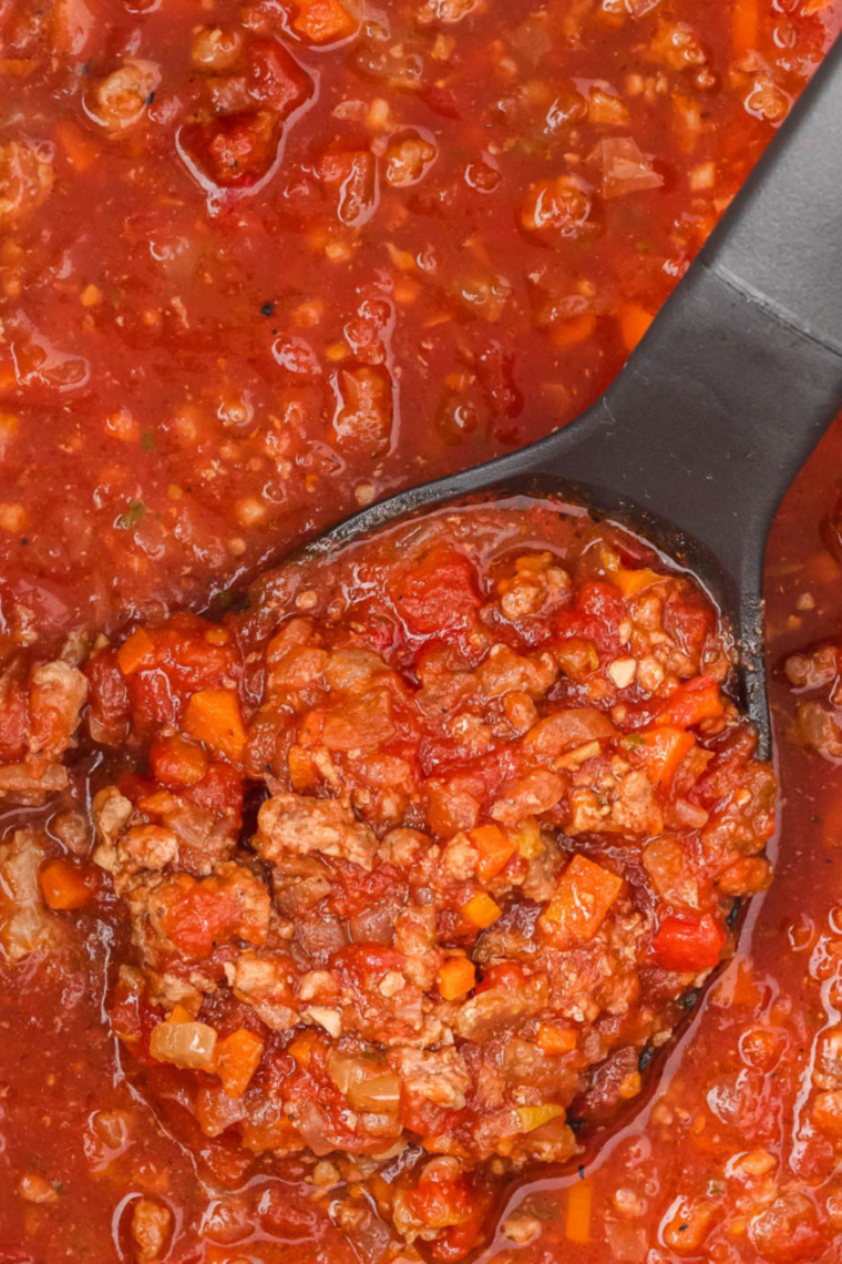 Slow cook sauce low and slow for rich developed flavor
