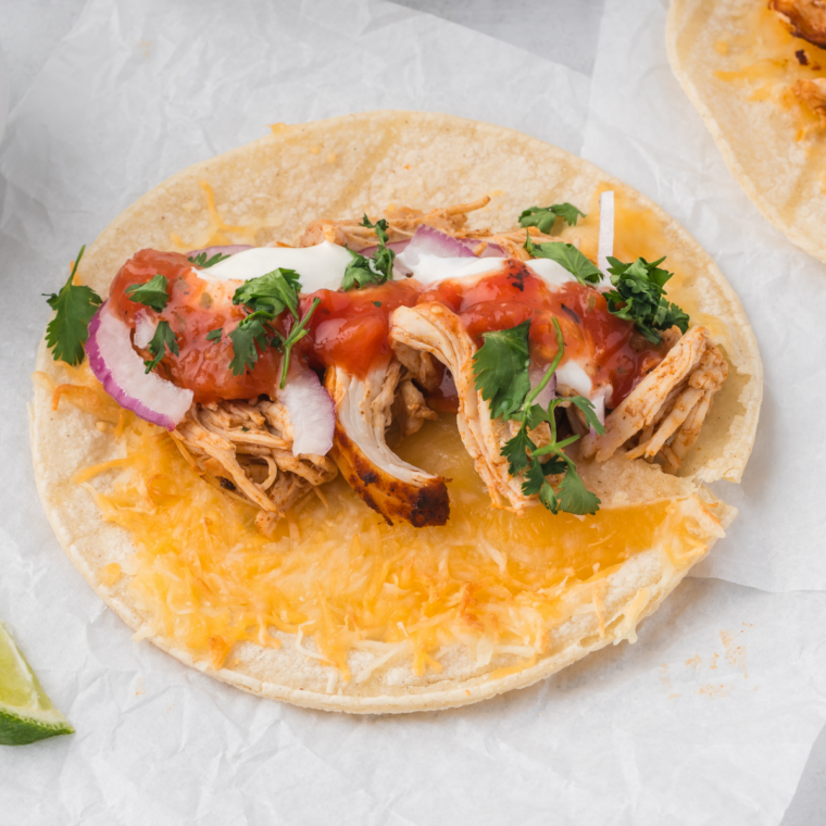 Close-up of chicken taco seasoning spices arranged on a wooden spoon.