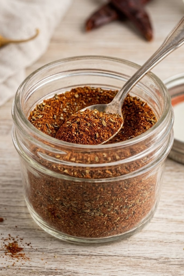 Copycat Hello Fresh Tuscan Heat Spice seasoning made with paprika, garlic powder, oregano, and chili flakes.