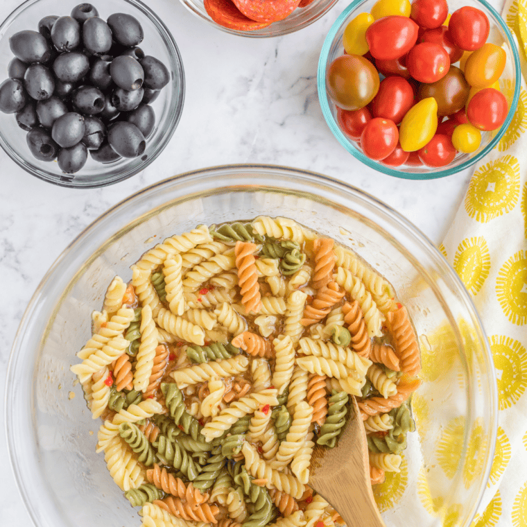 rotini pasta boiling in salted water for mccormick salad supreme pasta salad