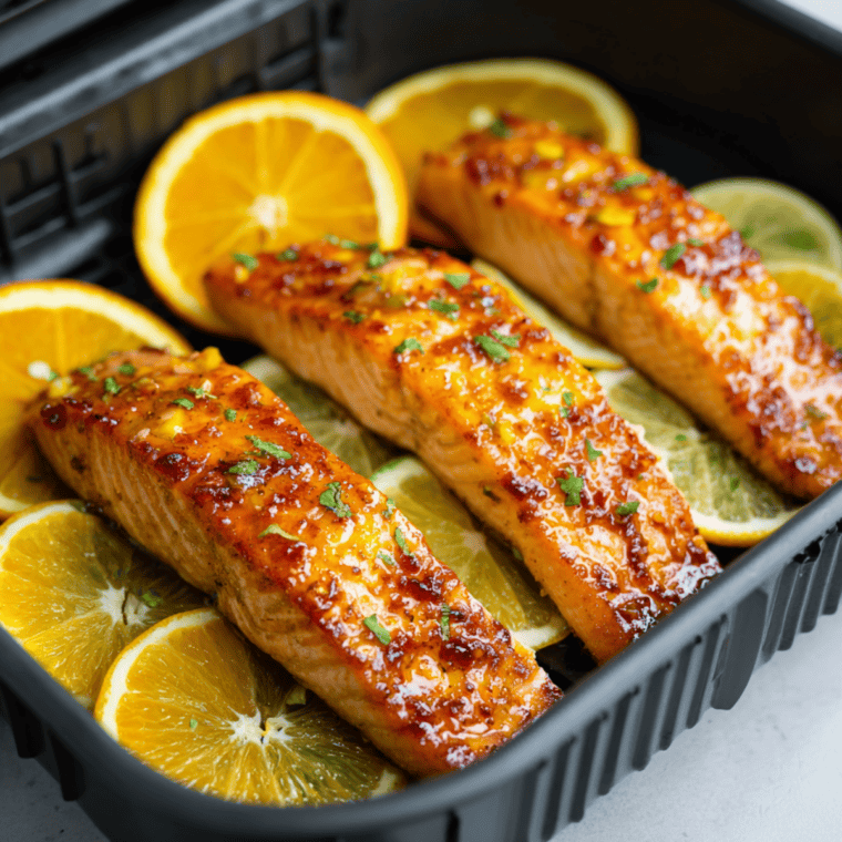 Spicy Honey-Garlic — Spicy honey-garlic salmon with roasted green beans