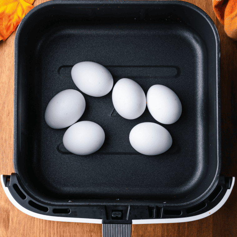 Eggs being cooked in the air fryer.