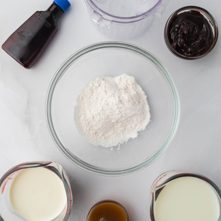 Milk, cream, sugar, egg yolks, milk powder, and sea salt for copycat Talenti sea salt caramel gelato
