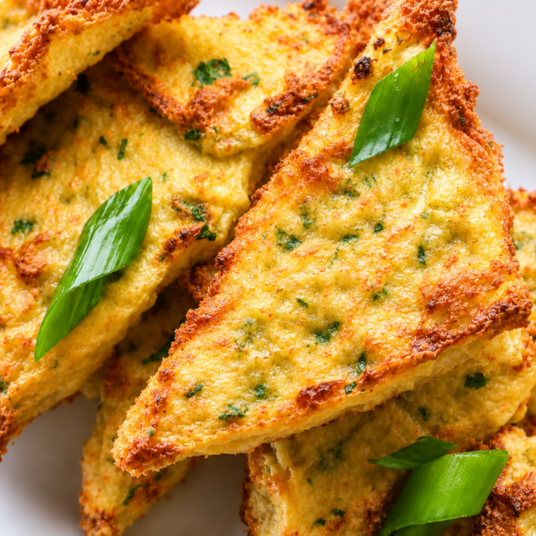 Golden, crispy air fryer shrimp toast served hot with dipping sauce