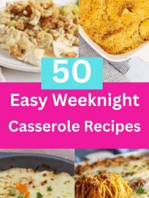 Need an easy dinner idea? This collection features 50 weeknight casserole recipes with simple prep, hands-off cooking, and make-ahead options. Find chicken casseroles, pasta bakes, rice casseroles, seafood casseroles, breakfast casseroles, and budget-friendly family meals. From cheesy tortellini casserole and chicken broccoli pasta bake to chicken fajita casserole and white chicken lasagna, these easy casserole recipes are packed with flavor and perfect for busy weeknights.