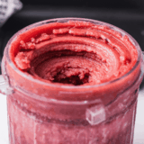 Blueberry lemon ice cream scooped from the Ninja Creami pint
