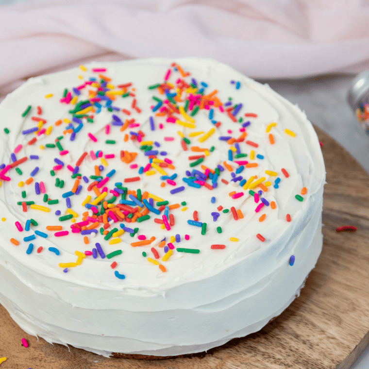 Cake baked in the Ninja Crispi glass container with a golden top