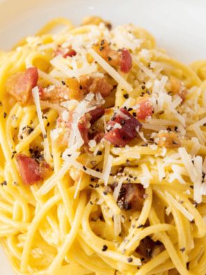 Old Spaghetti Factory mizithra copycat with browned butter spaghetti and grated cheese