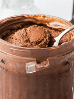 Sugar-free Ninja Creami vanilla ice cream spun smooth in the pint container