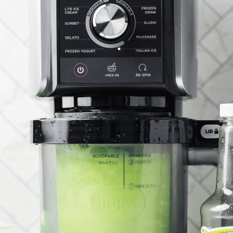 Frozen pint locked into the Ninja Creami with ITALIAN ICE selected