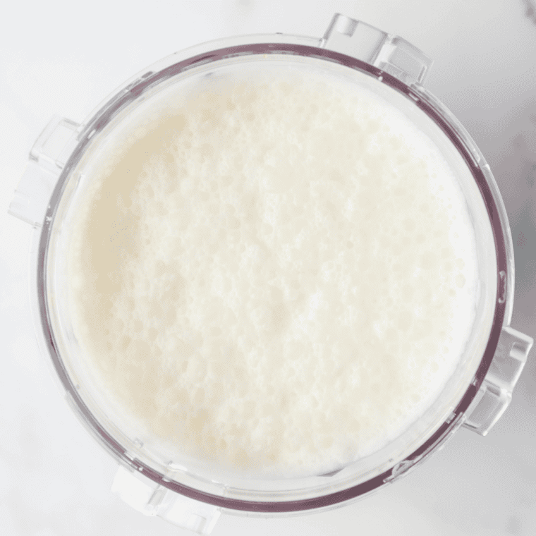 Milk, protein powder, and Greek yogurt blended into a smooth base