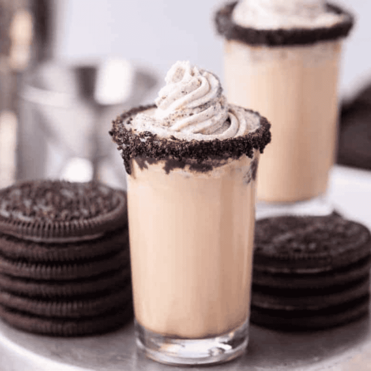 Ninja Creami cookies and cream ice cream with visible chocolate sandwich cookie chunks throughout