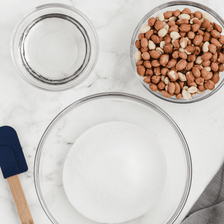 Sugar, cream, and butter melting in a saucepan for Buc-ee's pralines