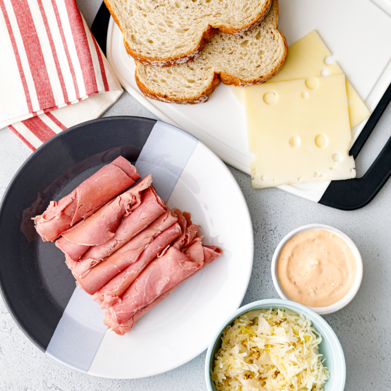 Sauerkraut squeezed dry in a paper towel before building the sandwich