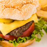 Copycat Steak 'n Shake burger with two crispy smashed patties and melted American cheese on a toasted bun