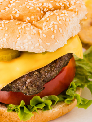 Copycat Steak 'n Shake burger with two crispy smashed patties and melted American cheese on a toasted bun