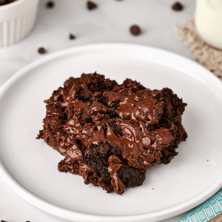 Close-up of a slice of Coca-Cola cake showing moist chocolate crumb and fudge frosting
