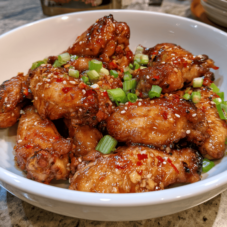 Frozen TGI Friday's wings cooked crispy in the air fryer and tossed in buffalo sauce