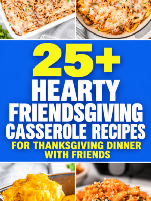 These 25+ Hearty Friendsgiving Casserole Recipes make filling main dishes for sharing with friends. With cheesy pasta bakes, comforting chicken casseroles and beef casseroles, they make planning your Friendsgiving dinner easier. They’re perfect Friendsgiving dinner ideas, Friendsgiving dinner party food and must-try Friendsgiving recipes for your gathering. Keywords: friendsgiving dinner, friendsgiving dinner party food, friendsgiving dinner ideas, friendsgiving recipes