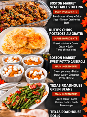 Bring restaurant flavor to your Thanksgiving table with these easy copycat side dishes! Make Boston Market stuffing and sweet potato casserole, Ruth's Chris potatoes au gratin and Brussels sprouts, Costco mac and cheese, Texas Roadhouse rolls and green beans, and more. Many cook in the air fryer, crockpot, or Ninja Speedi, so your oven stays free for the turkey. Save this for your holiday menu planning! #ThanksgivingSides #CopycatRecipes #ThanksgivingRecipes #HolidaySideDishes #AirFryerRecipes